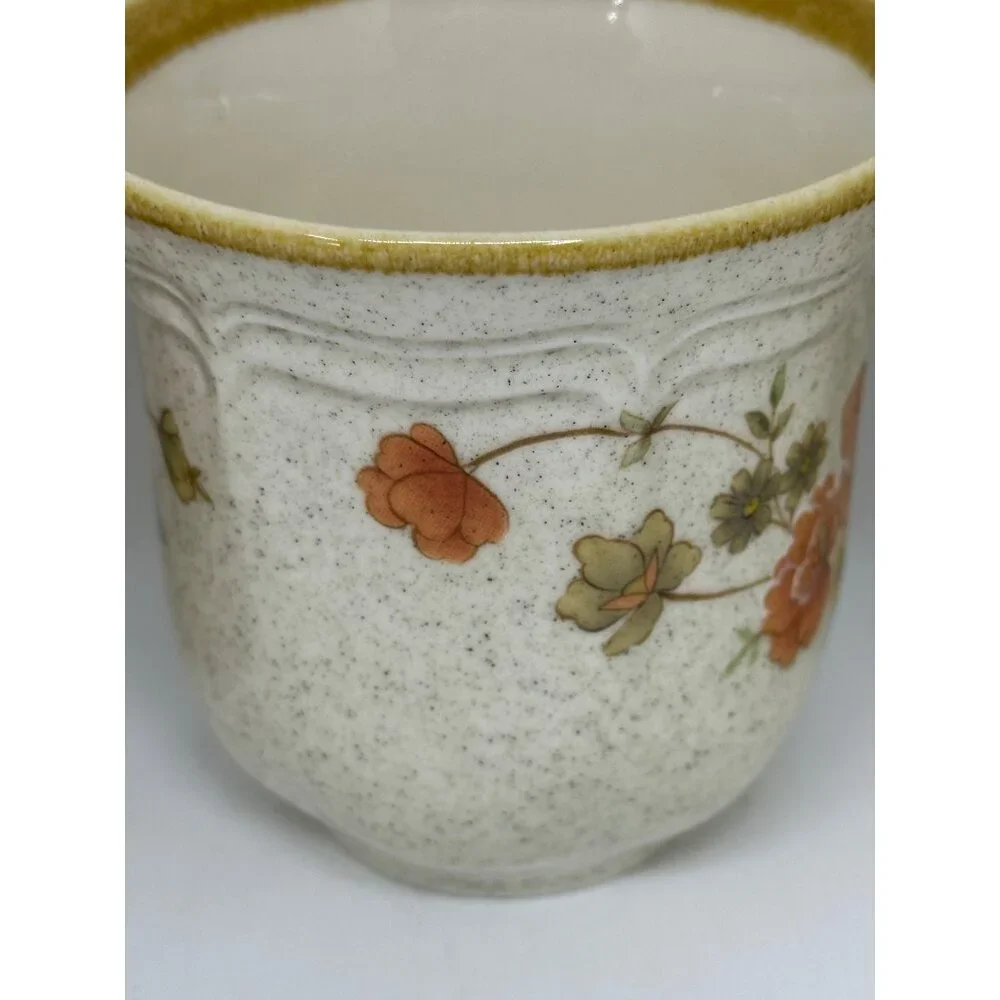 VTG Mikasa‎ Silk Bouquet Garden Club 4 Coffee Tea Cups Floral Stoneware 3.5